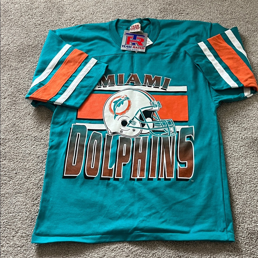 80sVintage NFL Miami Dolphins Unisex Team Rated Aqua Shirt Adult SizeM Brand New